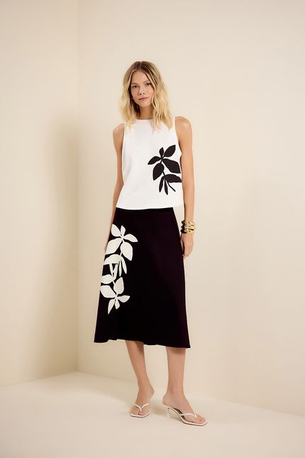 Blusa silk floral off white