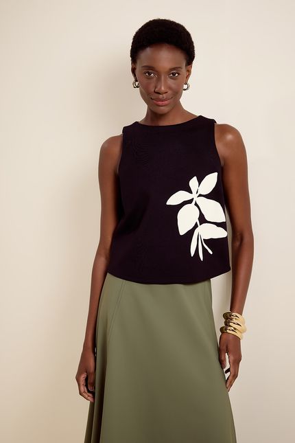 Blusa silk floral preto