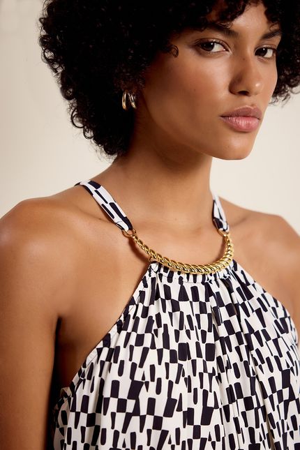 Vestido bio jersey detalhe decote cones cones preto c/off white