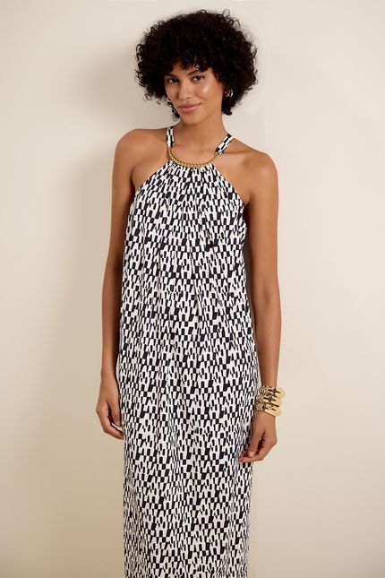 Vestido bio jersey detalhe decote cones cones preto c/off white