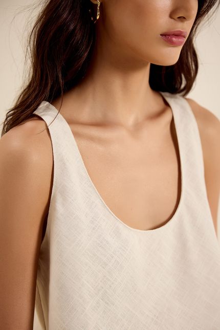 Blusa regata rami bege concha
