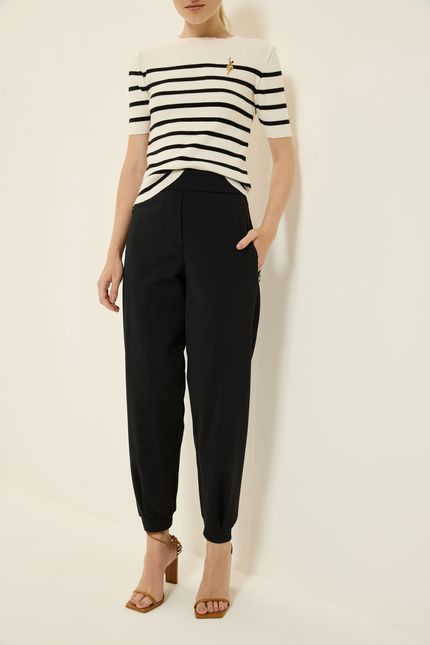 Calça jogging zíper malha preto