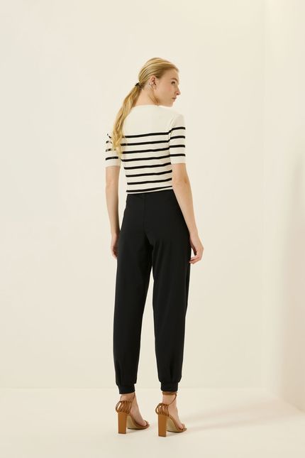 Calça jogging zíper malha preto