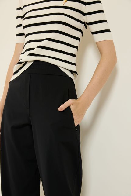 Calça jogging zíper malha preto