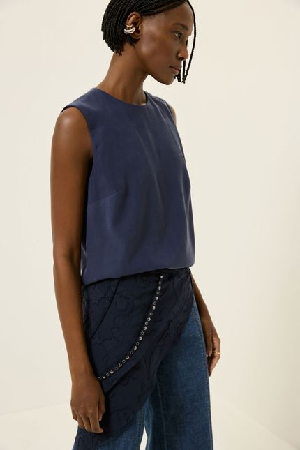 Lenço tiras ilhós azul rock