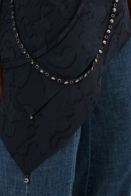 Lenço tiras ilhós azul rock