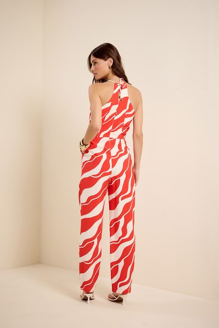 Macacão sm pregas litoral litoral vermelho bromélia