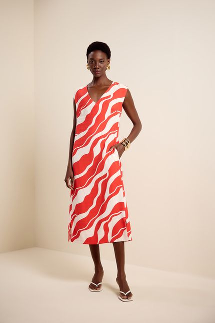 Vestido decote v litoral litoral vermelho bromélia