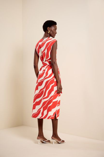 Vestido decote v litoral litoral vermelho bromélia