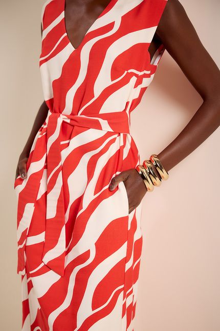 Vestido decote v litoral litoral vermelho bromélia