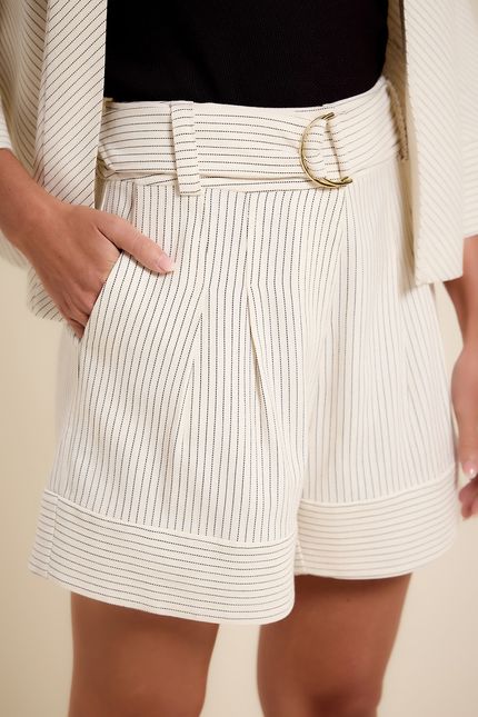 Short mix listra off white com preto