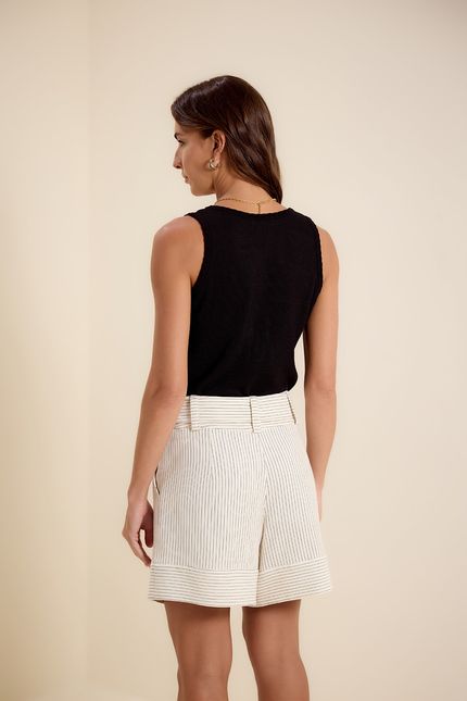 Short mix listra off white com preto