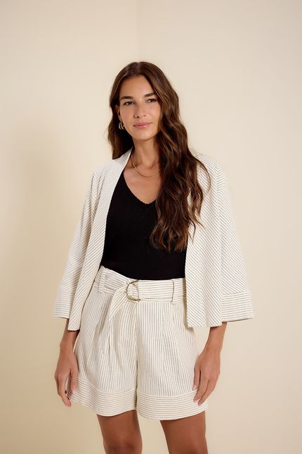 Short mix listra off white com preto