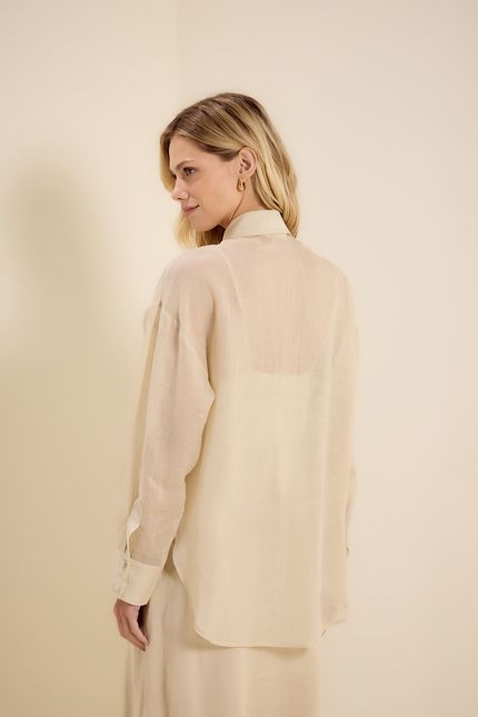 Camisa botões transparência bege concha