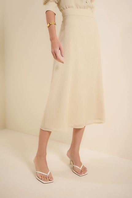 Saia midi transparência bege concha