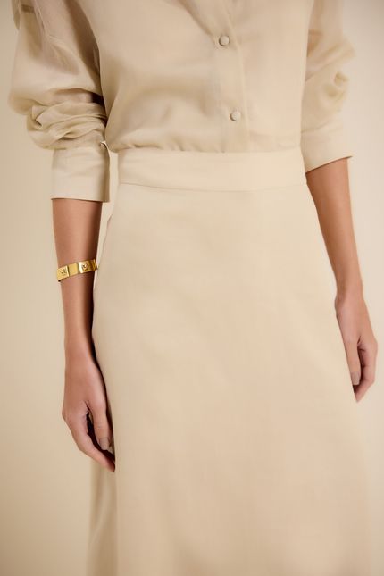 Saia midi transparência bege concha