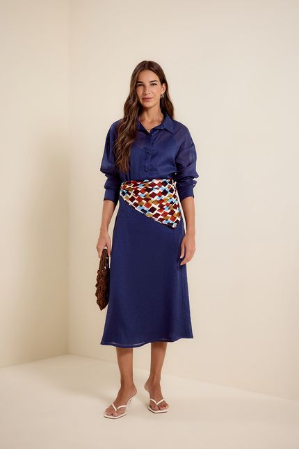 Camisa botões transparência azul luar