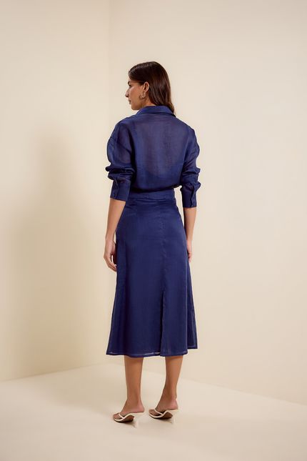 Saia midi transparência azul luar