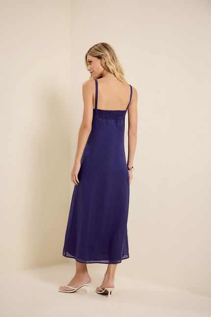 Vestido transparência coluna azul luar