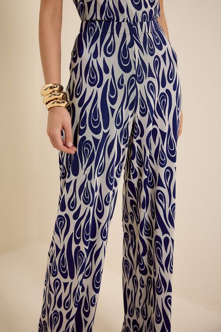 Calça tule pantacourt caminhos caminhos azul noite