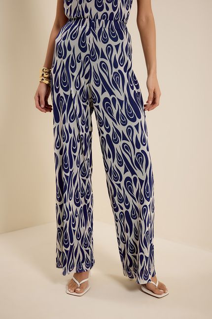 Calça tule pantacourt caminhos caminhos azul noite