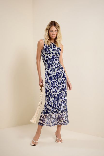 Vestido tule sm caminhos caminhos azul noite