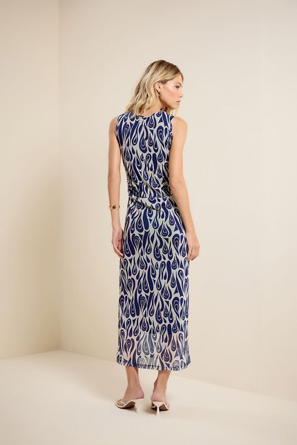 Vestido tule sm caminhos caminhos azul noite