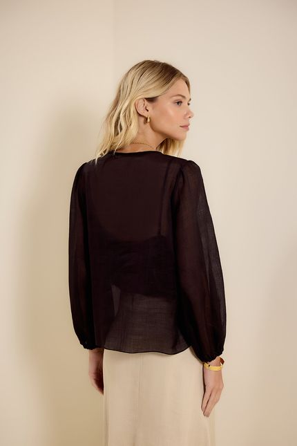 Blusa festa decote gota preto