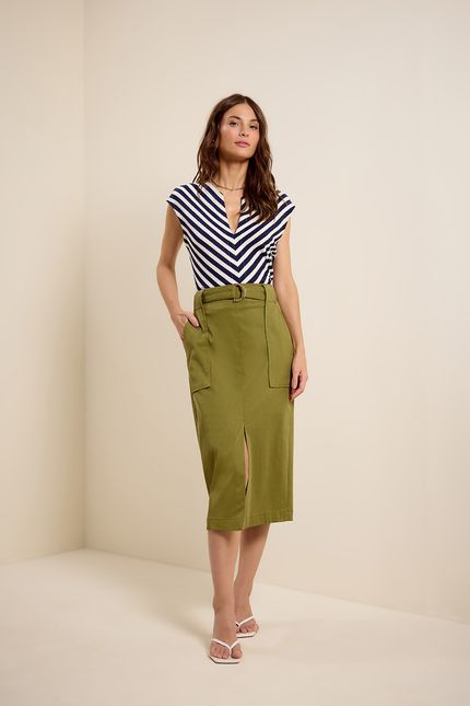 Blusa sm stripe azul noite com off white