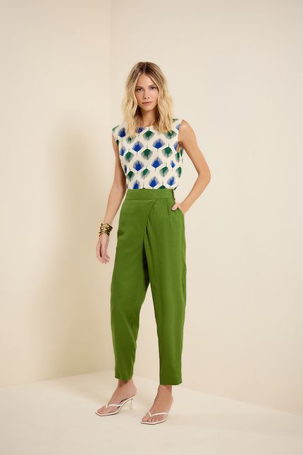 Blusa sm palmeira leque palmeira leque azul azulejo