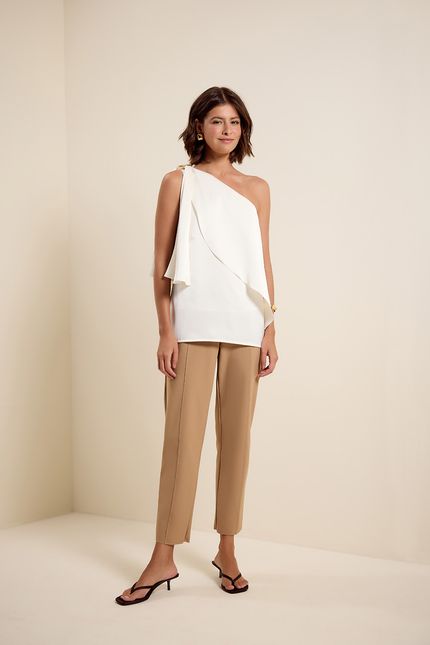 Blusa túnica crepe  ombro só off white