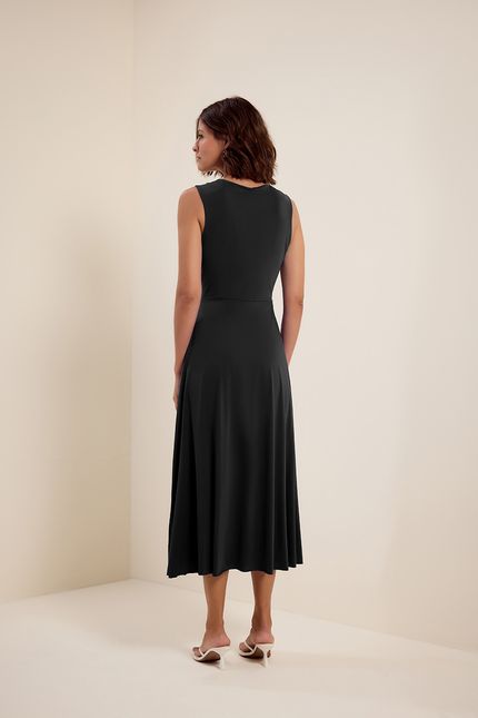 Vestido bio jersey detalhe amarração preto