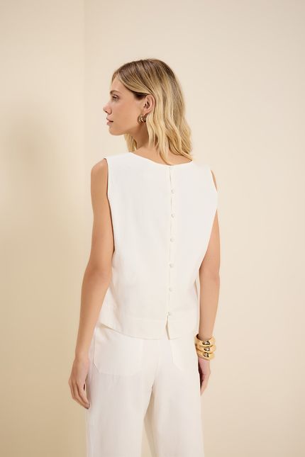 Blusa jacquard costas botões off white