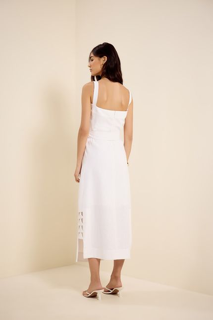 Vestido rami lateral detalhe branco