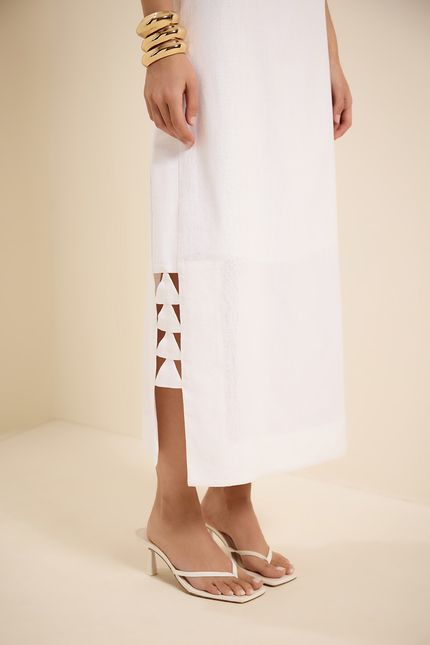 Vestido rami lateral detalhe branco