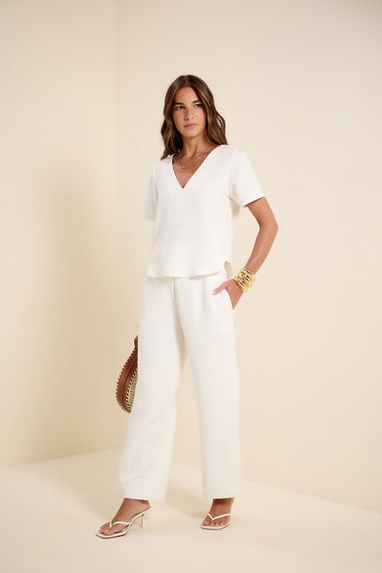 Blusa textura mc mix off white