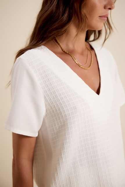 Blusa textura mc mix off white