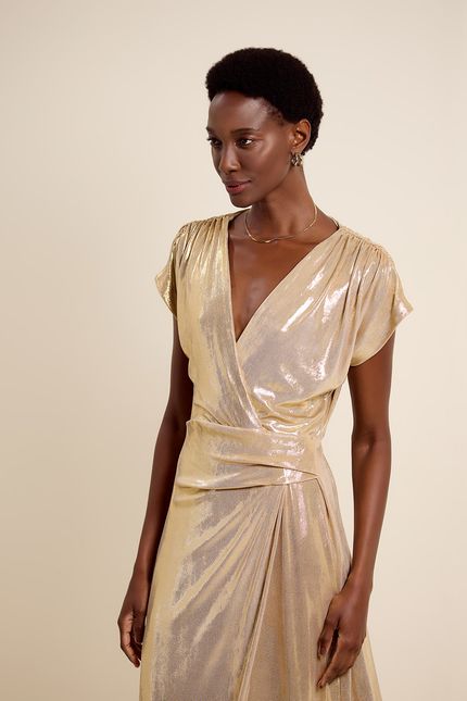 Vestido festa torção gold dourado