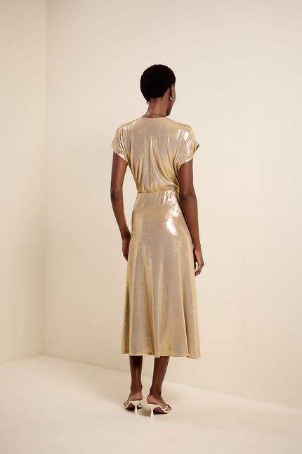 Vestido festa torção gold dourado