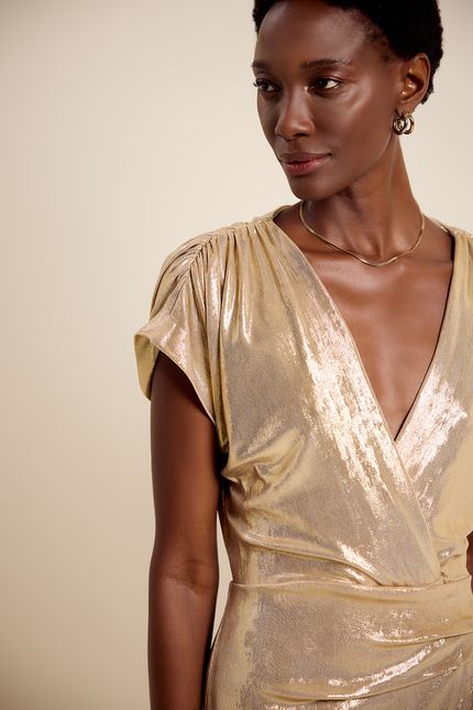 Vestido festa torção gold dourado