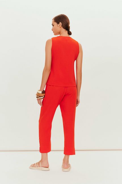 Blusa crepe decote v laranja tropical