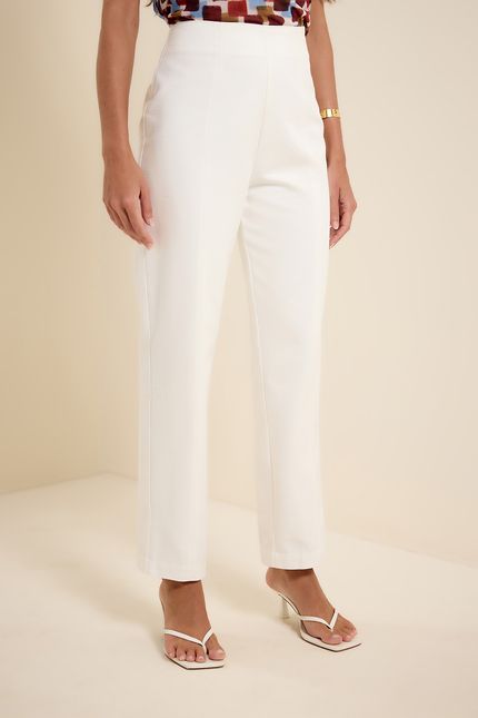 Calça reta pesponto off white