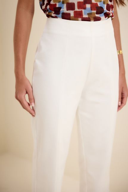 Calça reta pesponto off white