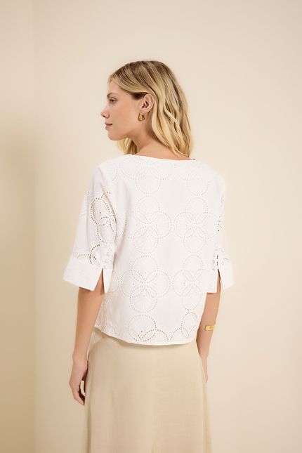 Blusa laise manga 3/4 branco