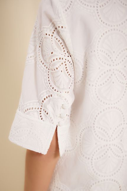 Blusa laise manga 3/4 branco