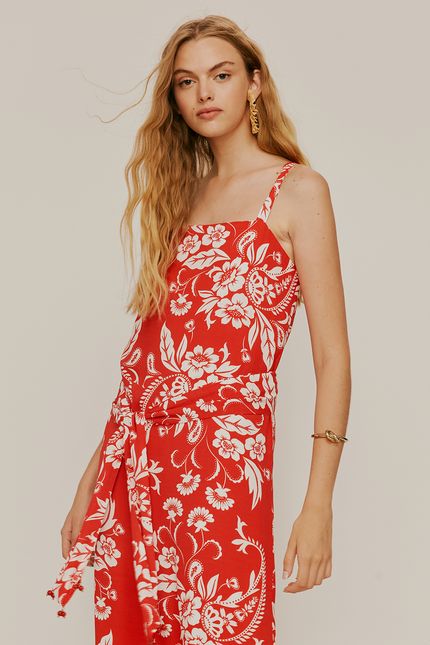 Vestido calça aloha vermelho hibisco